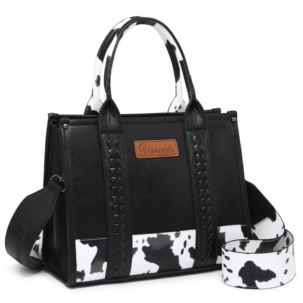 4434 Cow Print Tote Bag Western Top Handle Handbags Satchel Bag Shoulder
